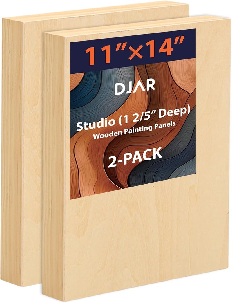 Dajar Wood Canvas Panels 11" x14'', 2 Pack – Ideal for Paint Pouring, Acrylic, Oil Painting, and Art Crafts - Image 1